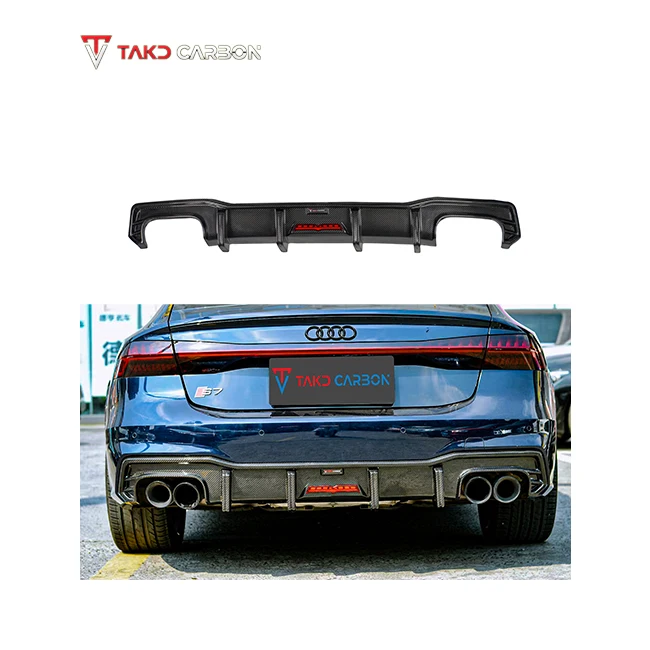 TAKD Factory Direct Hot Sale Style 100% Dry Carbon Fiber Rear Bumper Lip Diffuser For audis A7 S7 C8 2019-UP