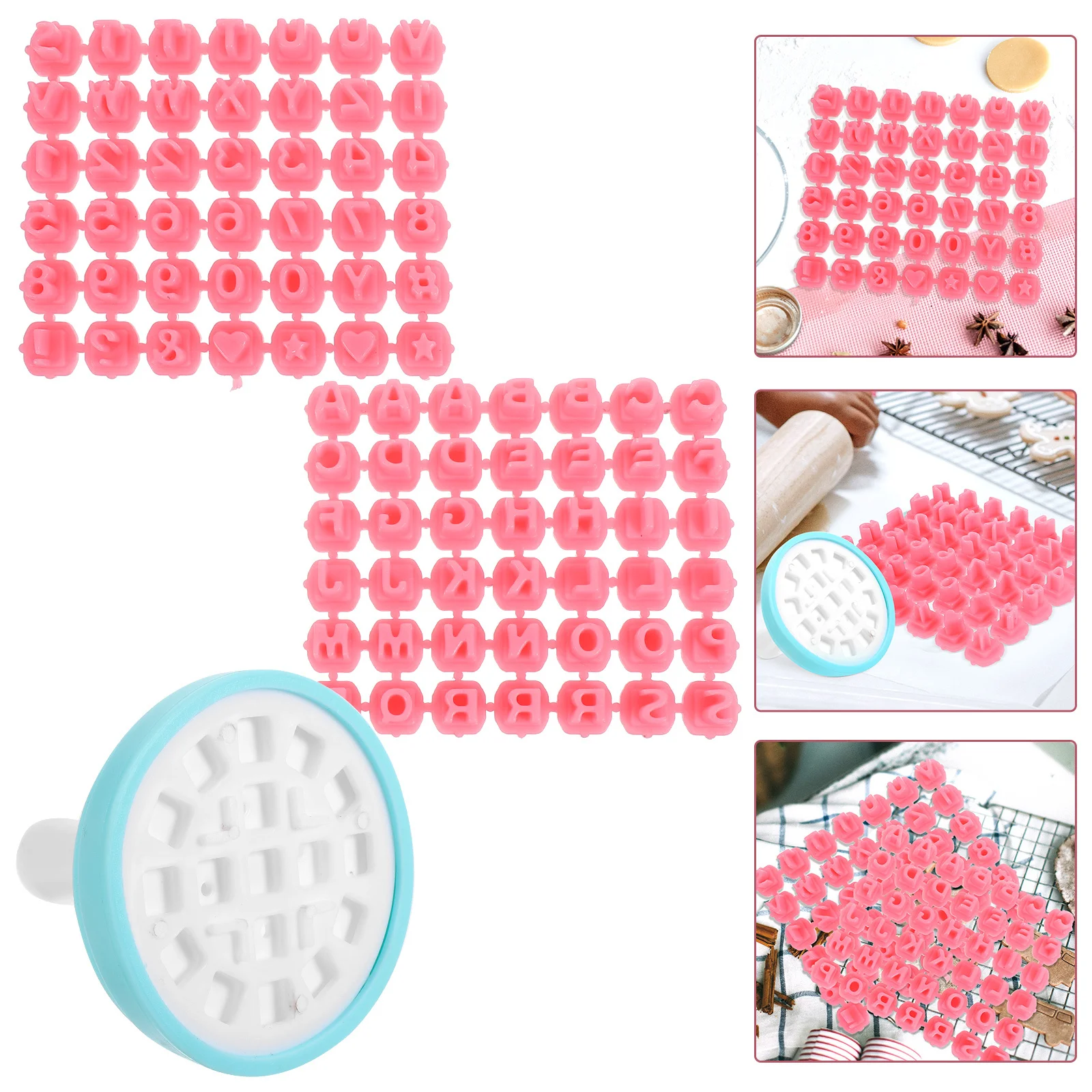 1 set di stampi per timbri per biscotti con alfabeto, lettere, numeri, timbri per biscotti, per cuocere biscotti fai da te, torte, cioccolatini, fondente