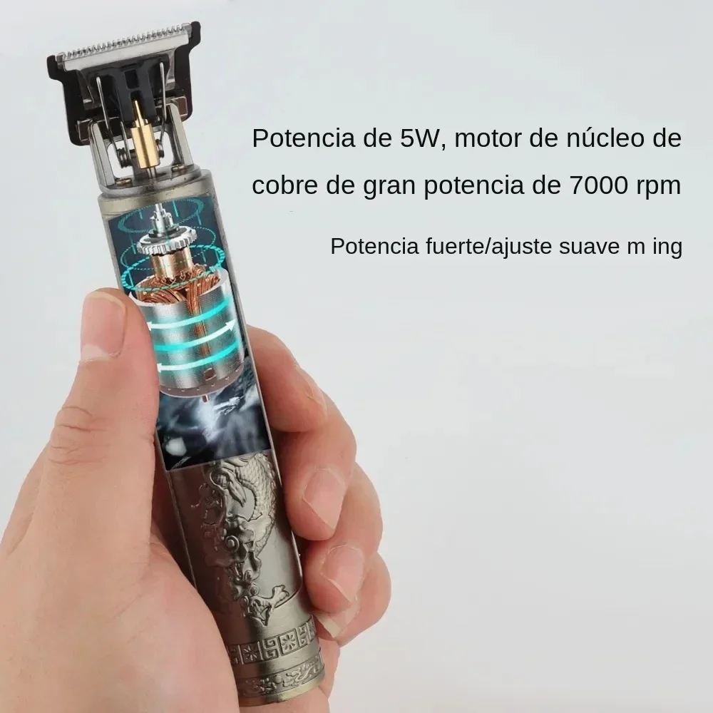 Cortador de cabelo elétrico profissional para homens, máquina de corte de cabelo vintage, barbeiro barbeador, aparador recarregável T9