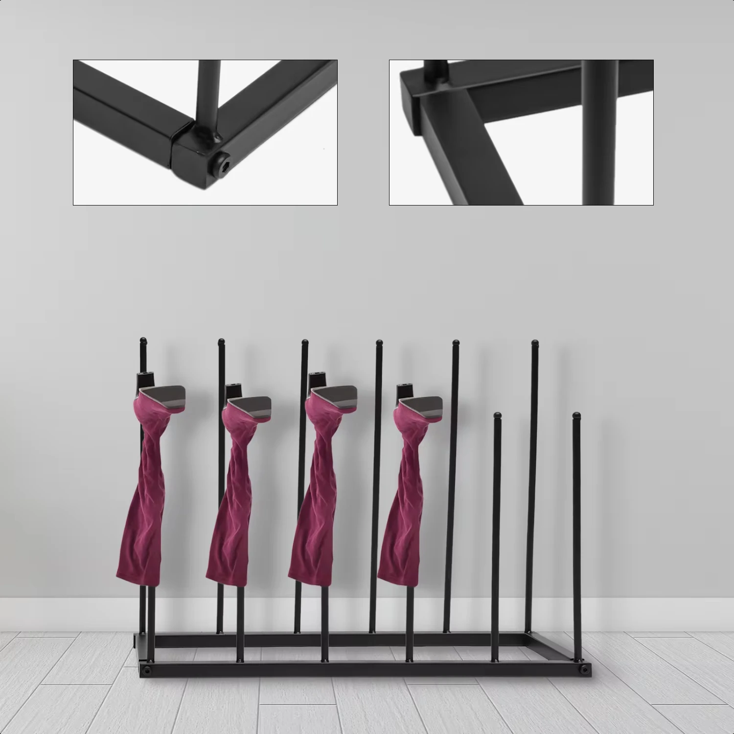 Black 6-Pair Boot  Rack Modern Thicken Plastic  Metal Freestanding Shoe Rack  Porch Bedroom Balcony Clothes hangers Hangers