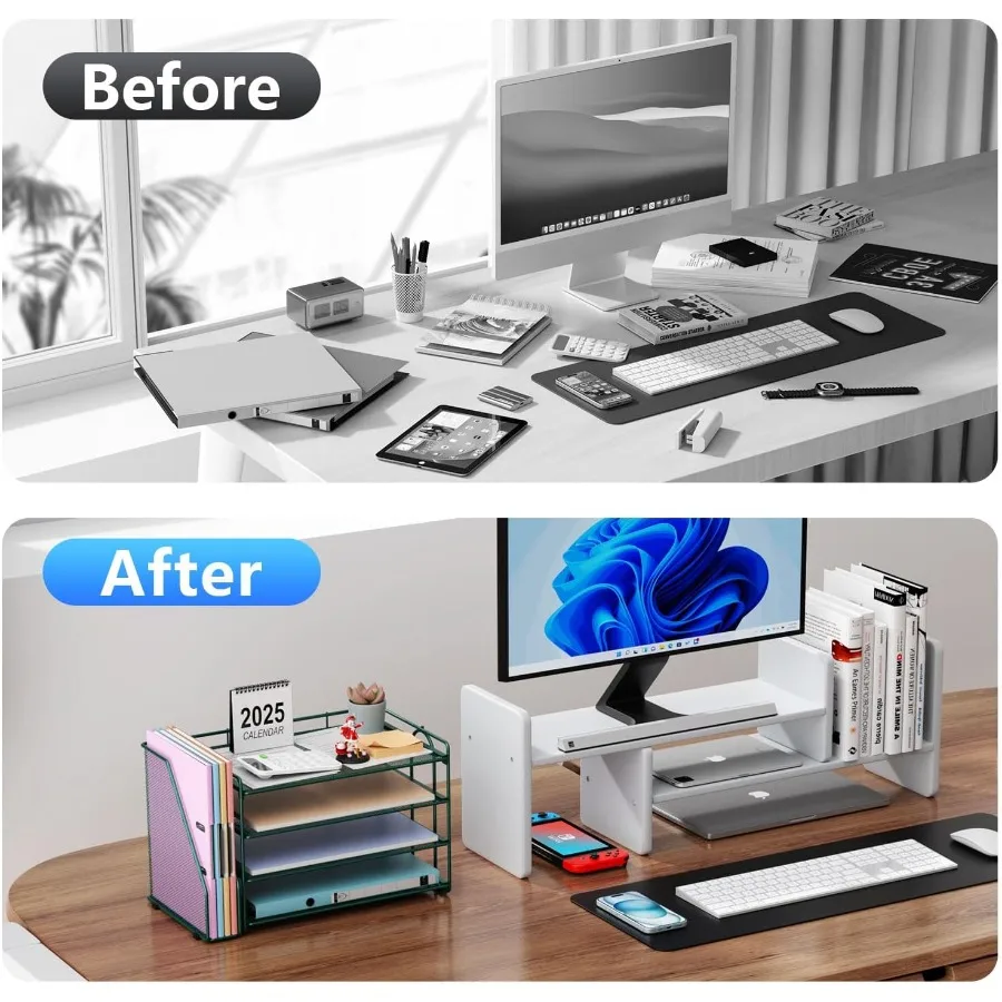 منظم ورق مكون من 4 طبقات مع حامل مجلات لتخزين المكتب وملحقات سطح المكتب الخضراء لتنظيم ملفات المستندات