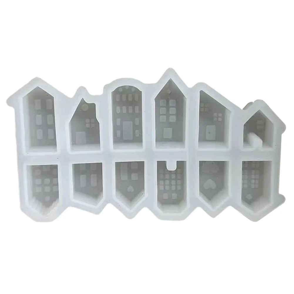 3D Nordic Style Small House Silicone Mold 12-hole Mini Houses Plaster Concrete Cement Mould DIY Gypsum Architecture