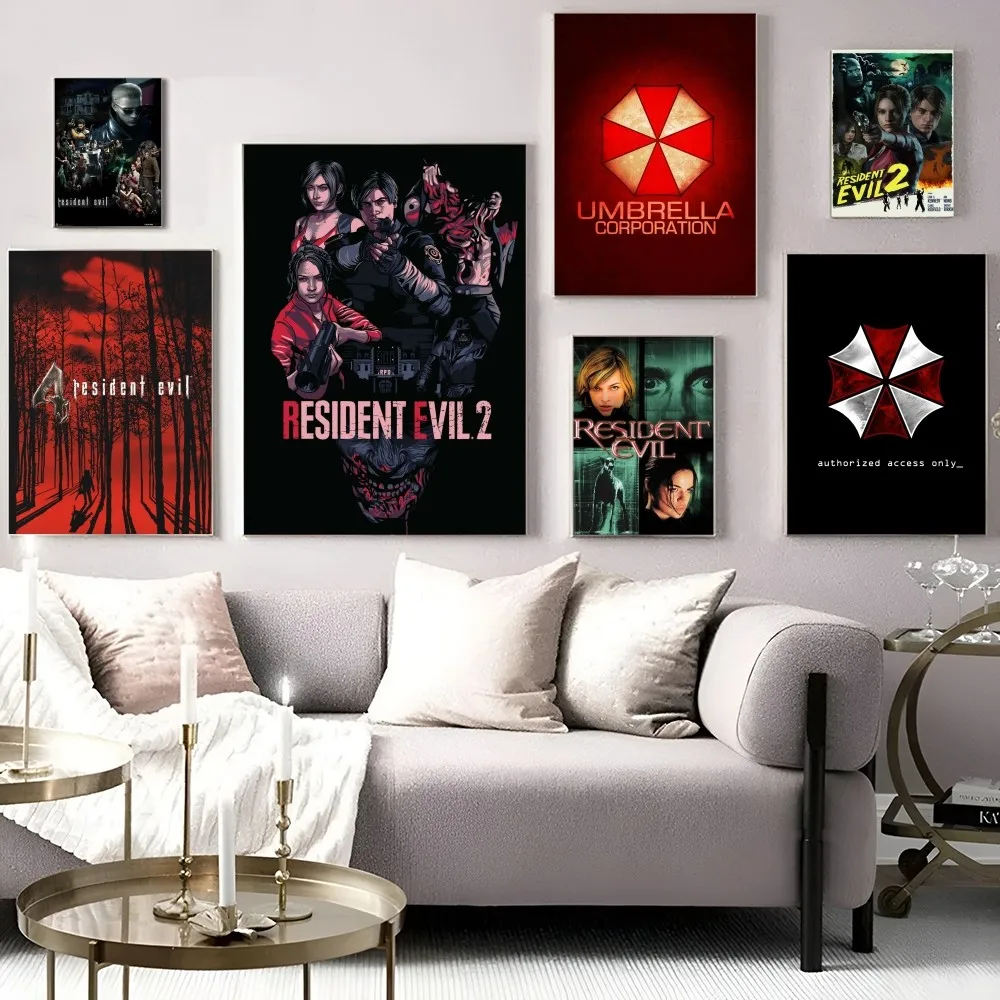 R-RESIDENT-EVILS-GAME Anime Posters Sticky HD Quality Wall Art Retro Posters for Home Kawaii Room Decor