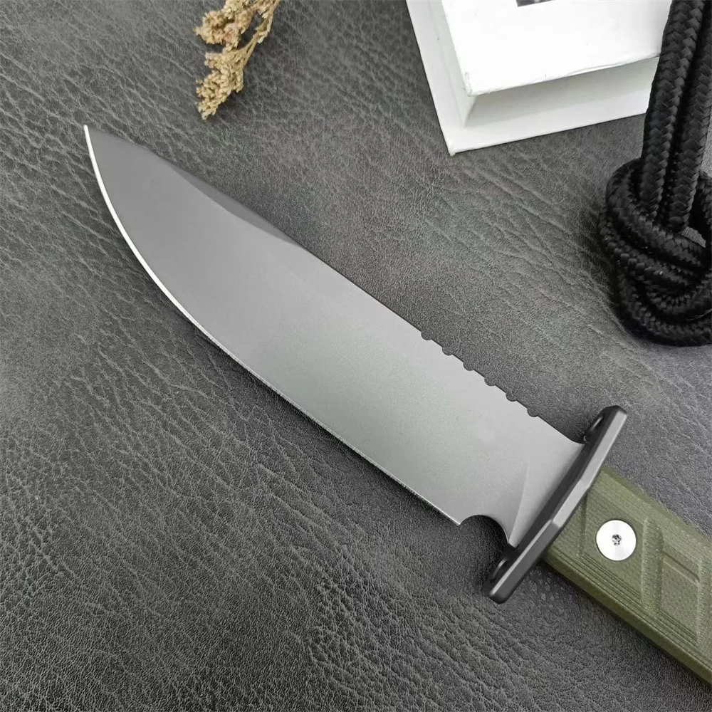 Model 0006 Fixed Blade Knife D2 Clip Point Blade Green G10 Handles with Kydex Sheath Outdoor EDC Tactical Military Knife