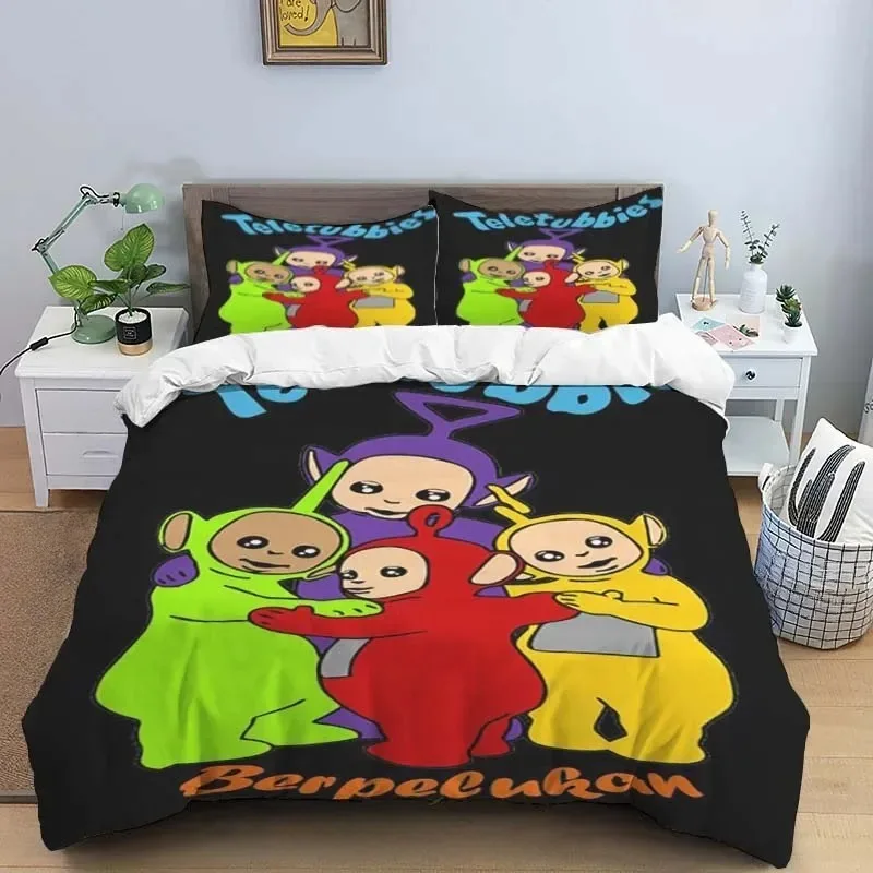 Cartoon Teletubbies Bedding Set 3D Printing Duvet Cover Pillowcase Kids Babys Bedroom Double Queen King Quilt Bed Set