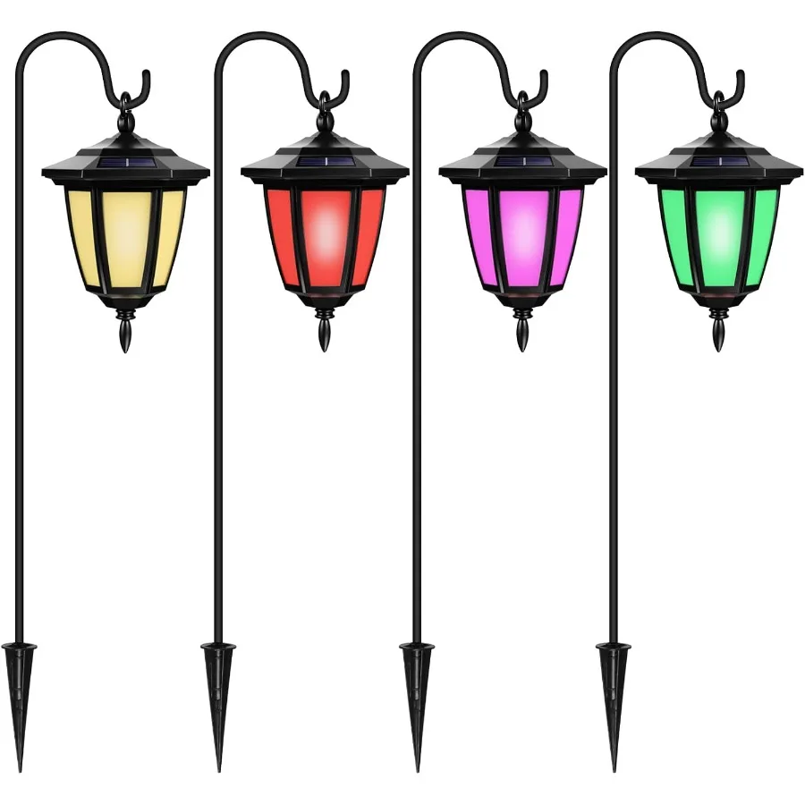 

34-дюймовые солнечные подвесные светильники с дизайном овчарного крючка с 4 режимами освещения Водонепроницаемый уличный декоративный солнечный фонарь L