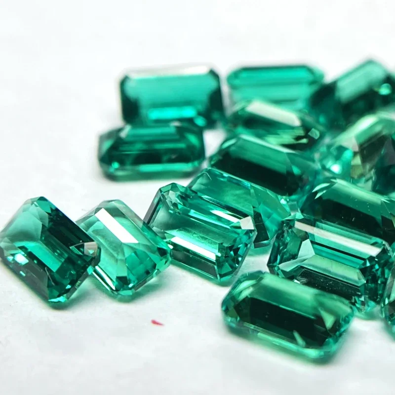 Lab Grown Emerald Rectangle Shape Hydrothermal Columbia Emerald Gemstones For Diy Jewelry Making Selectable AGL Certificate