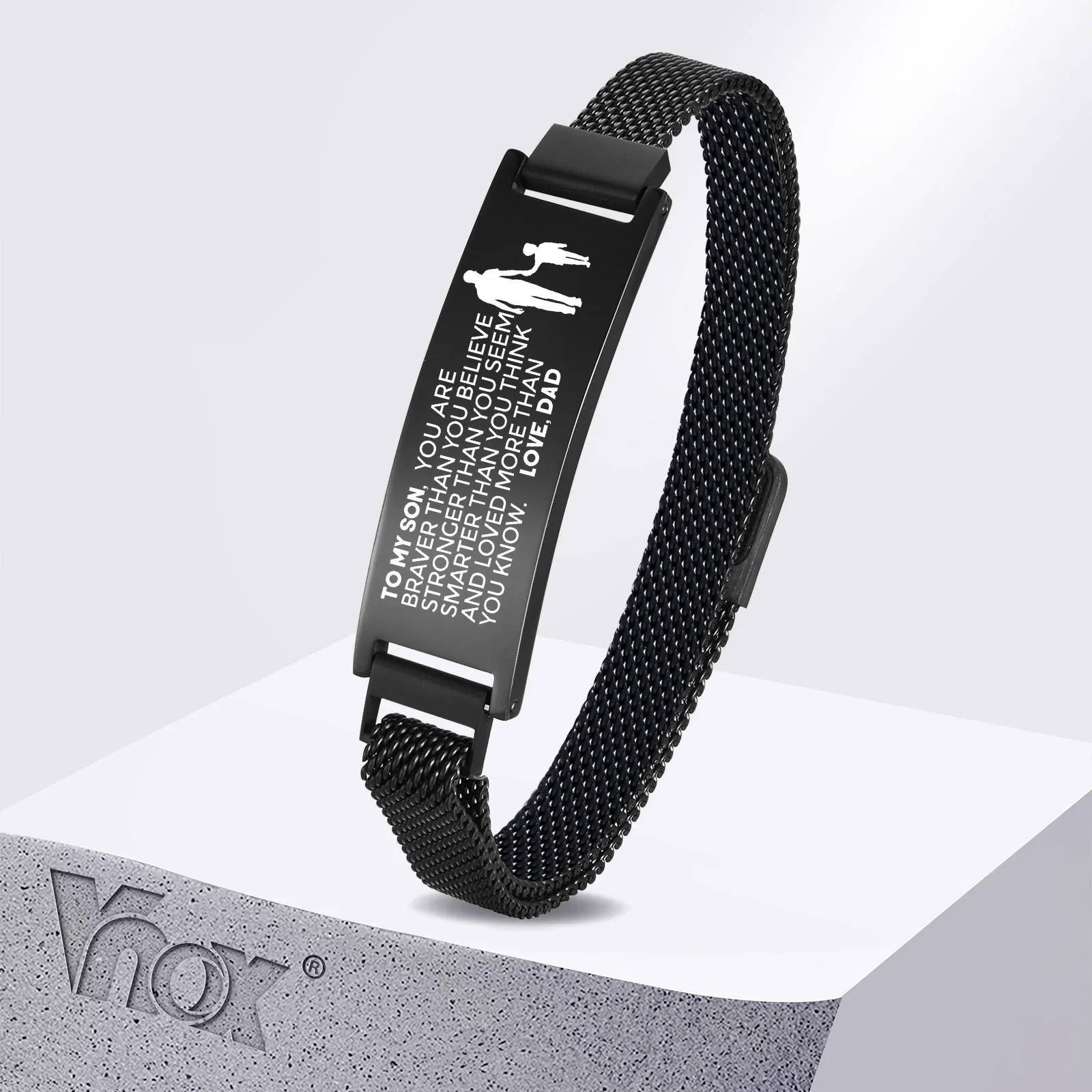 

Vnox Adjustable Stainless Steel Mesh Band Bracelets for Men Women, Attractive Clasp Bracelet,Free Custom Inspirational Wristband