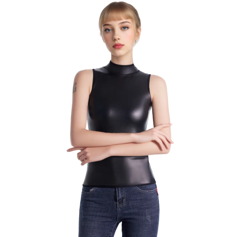 Legal menina cintura trainer couro gola moto colete tanque superior corpo shaper espartilhos camisa fina moda casual shapewear topo
