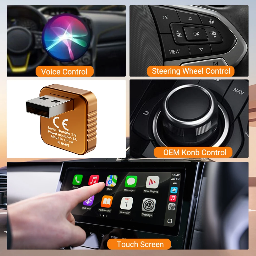 XUDA NEW Wireless CarPlay&Android Auto Dongle Fast Auto-Connect Compact Plug&Play Upgrade Wired to Wireless CarPlay Adapter for