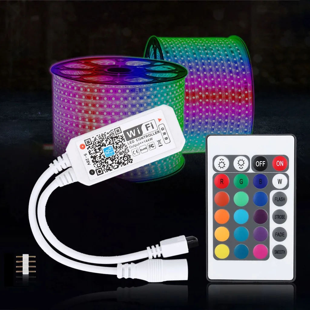 

Wireless RGB LED Strip 4 Pin WIFI 24 Keys Controller Magic Home Remote Control RGB Controller 5V- 24V For 2835 5050 LED Lights