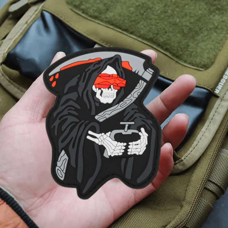 3D PVC Drone Operator Patch Skeleton Hook&Loop Tactical Morale Badge Armband Backpack Decorative Stickers Patches for Clothing