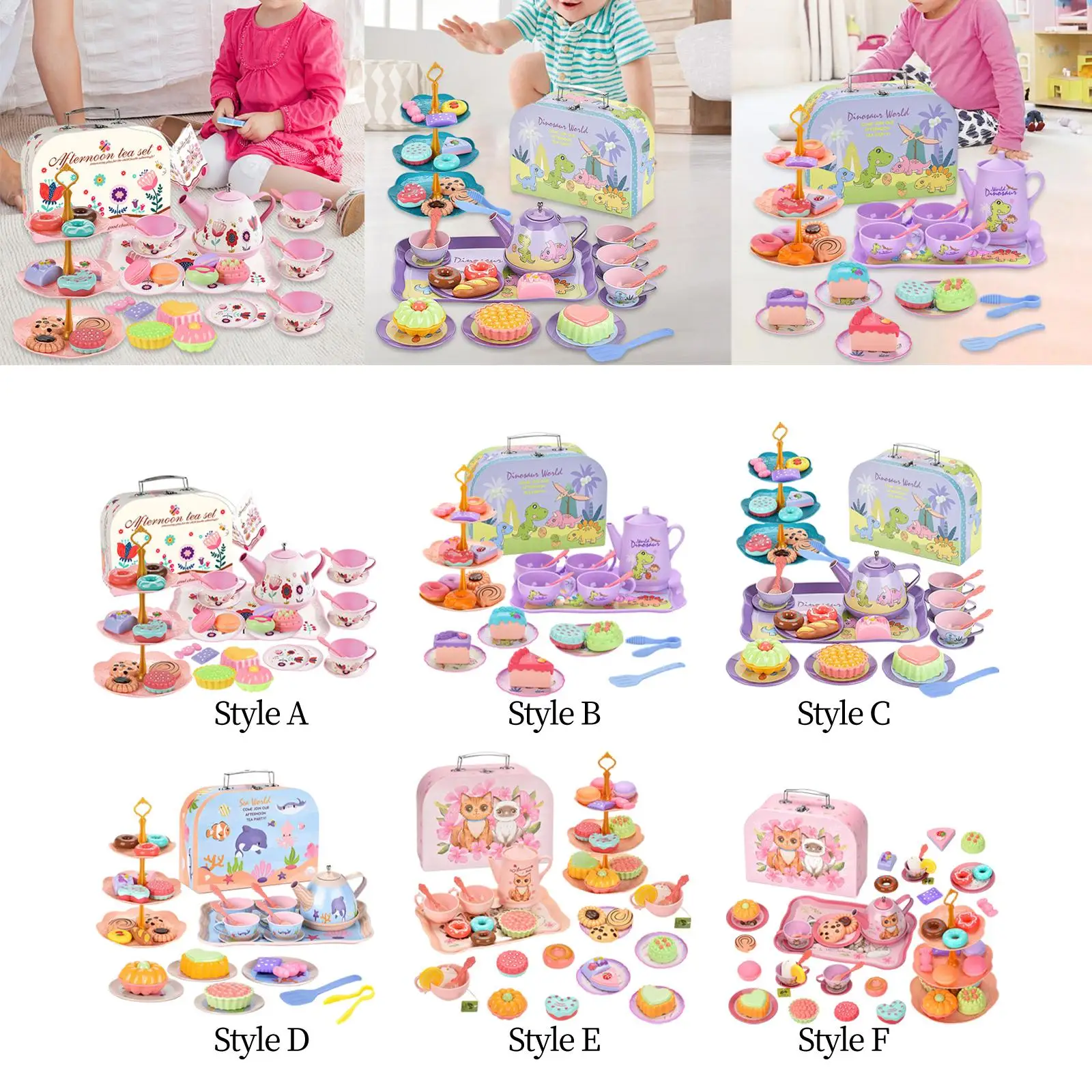 

Kids Tea Set Pretend Play Accessories Princess Tea Time Toys
