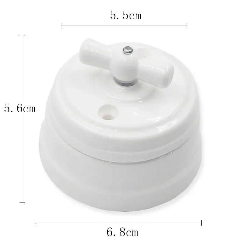 High Quality European Retro Ceramic Rotary Switch Wall Lamp Knob Switch 10A 110-220V