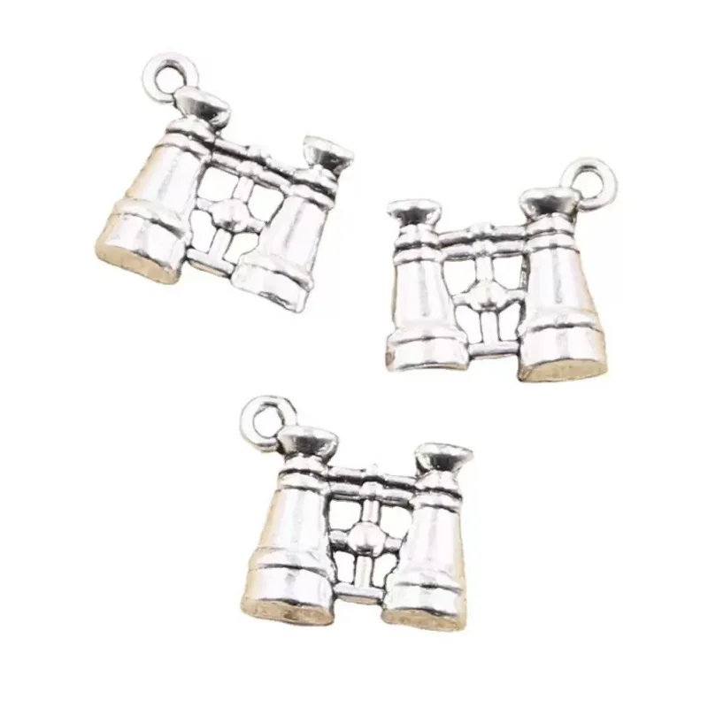 10pcs/Bulk Sale, Silver Color 3D BINOCULARS Charm Pendant, Telescope Charm, Silver Plated, Jewelry Supply, 15*16mm