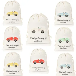 Personalized Race Car Sports Pattens Drawstring Pockets Family Birthday Party Supplies Kids Party Decoration Anniversaire Item