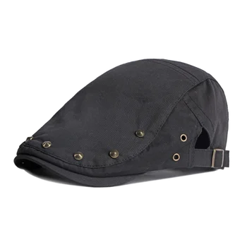 Sombreros informales para hombre y mujer, boinas Retro, viseras de algodón, tachuelas, gorras planas de Hip Hop, gorra de vendedor de periódicos con visera de artista