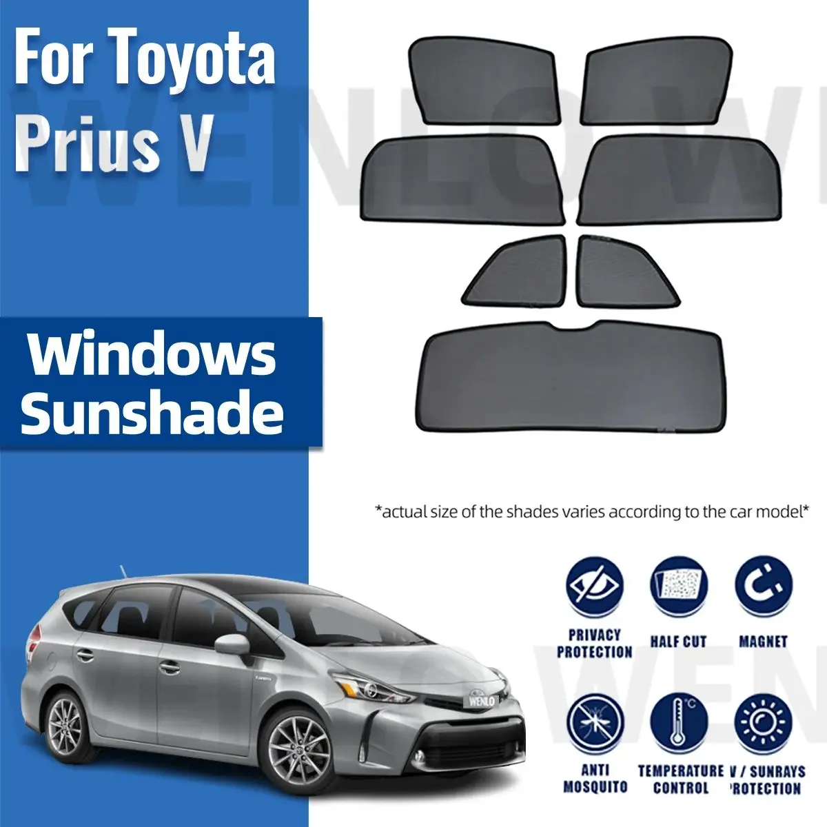 

For Toyota Prius V ALPHA 2011-2018 Side Window Sun Shade Visor Magnetic Car Sunshade Front Rear Windshield Frame Curtains Shield