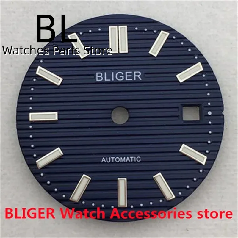 BLIGER 29mm Watch Dial Black Blue Brown Dial Green Luminous For NH35 ETA 2836 MIYOTA8215 Movements Replacement Watch Accessories