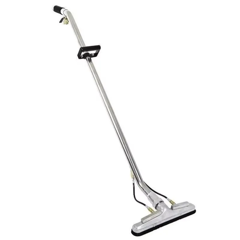 Commercial carpet cleaning uses a hard surface brush with a 14 inch head and 4 sprays