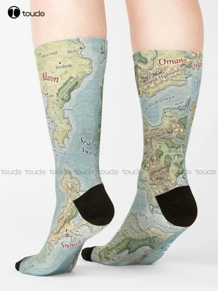 D&D- Game Rpg Map Socks Mens White Socks Personalized Custom Unisex Adult Teen Youth Socks Street Skateboard Socks Custom Gift