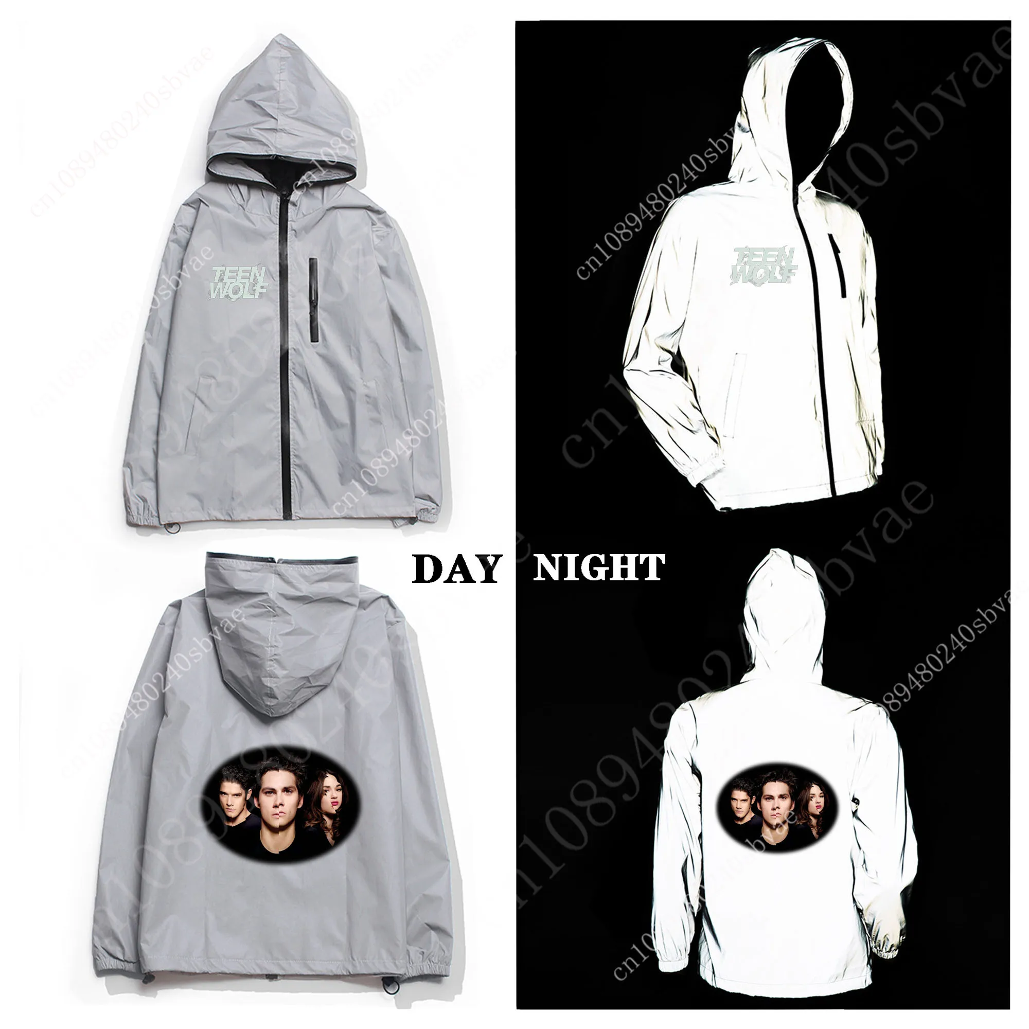 

Teen Wolf Stiles Stilinski Reflective Jacket Mens Womens Coat Hooded Windbreaker Runing Pocket Jackets Zipper Customized Hoodie