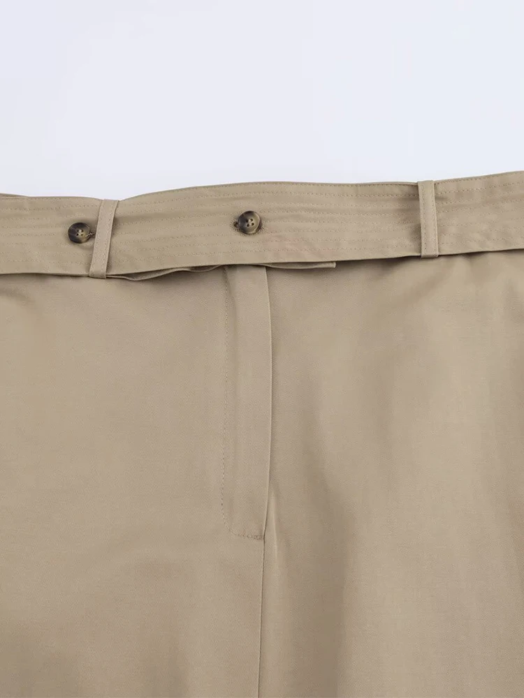 2025 primavera nueva ropa de mujer estilo europeo y americano moda Color sólido cintura alta falda con abertura recta