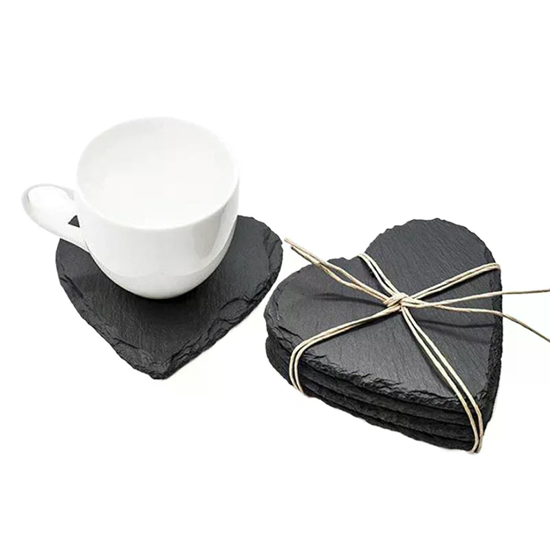 Table Coaster Japanese Style Reusable Slate Stone Drink Coaster Decorative Kitchen Tea Cup Mug Heat Resistant Rock Coaster