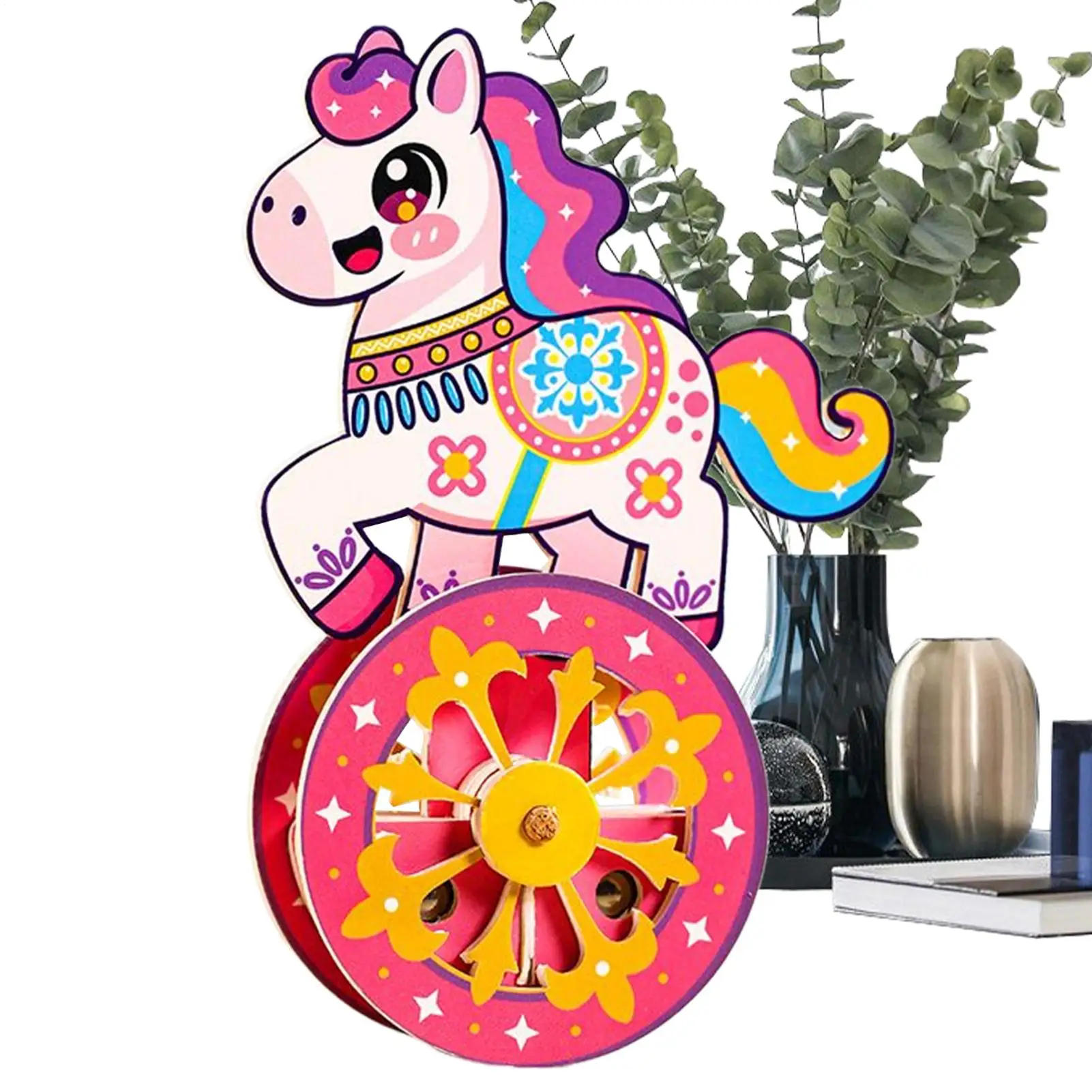 Wooden Toy Craft Kit Wooden Models Assembly Self-Rocking Base Brain Game Wooden Horse Puzzle Kit For Men Women Teens