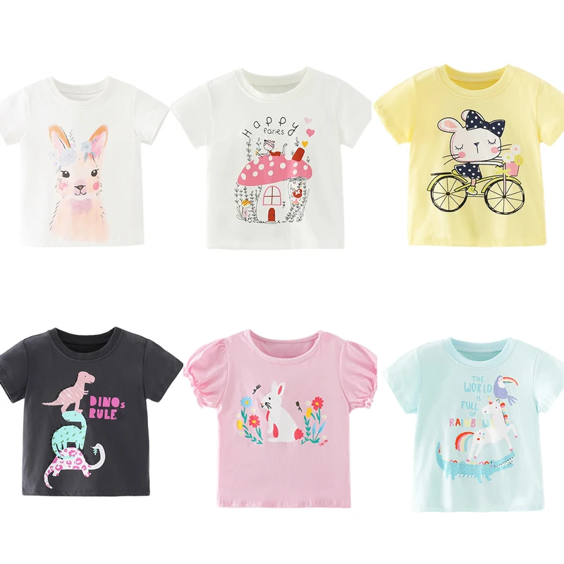 2024 Lovely 2-8Y Toddler Summer Clothes Short Sleeves Baby Girls T-shirts Cotton Children Tees Breathable Tops For Kids