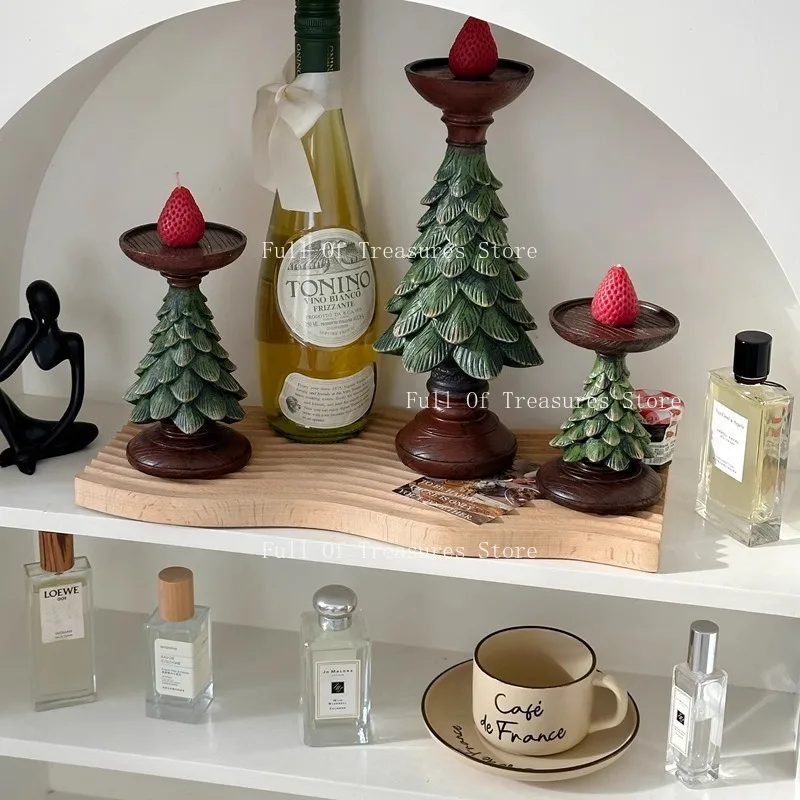 American retro Christmas tree candle holder ornament ins dining table atmosphere scented candle holder Christmas decoration - Image 3