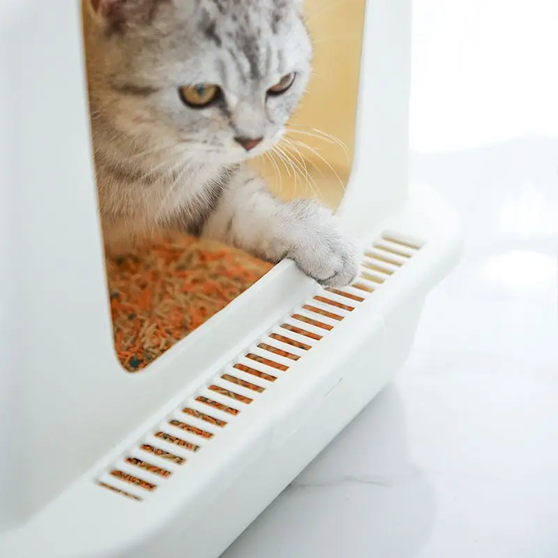 Caja de arena grande para gatos con tapa abatible antisalpicaduras - imagen 2
