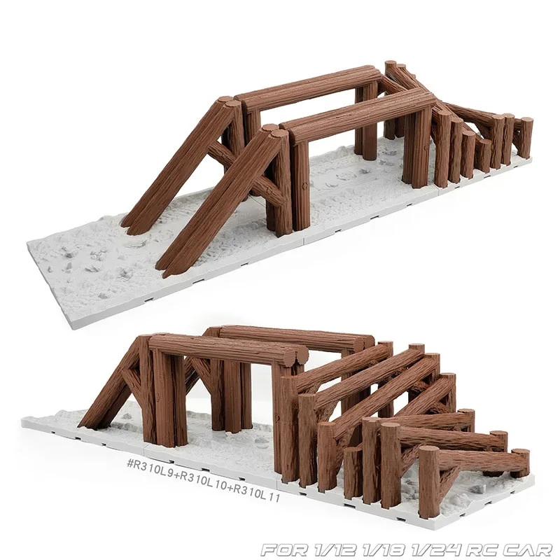 Simulated Wooden Pile Roadblocks Track Climbing Car Obstacles Unlimited Splicing for 1/10 1/12 1/18 1/24 RC Crawler Car Traxxas view 3