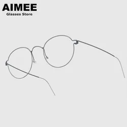 High Quality Retro Round Screwless Spectacle Titanium Glasses Frame Men Women Korean Brand Design Handmade Ultralight Eyeglasses