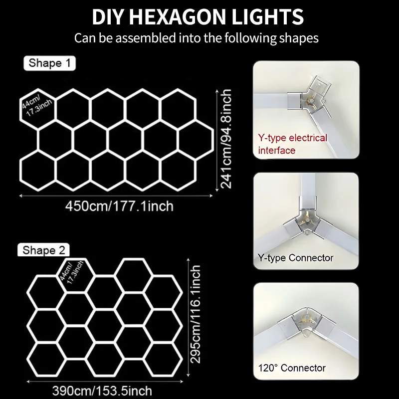 Garagen-Hexagon-LED-Leuchte 50000H Hexagon-LED-Deckenleuchte Superhell 6500K Garagenbeleuchtung für Zuhause, Fitnessraum, Friseursalon, Autodetailing, Bar, Keller, Werkstatt-Deckenbeleuchtung