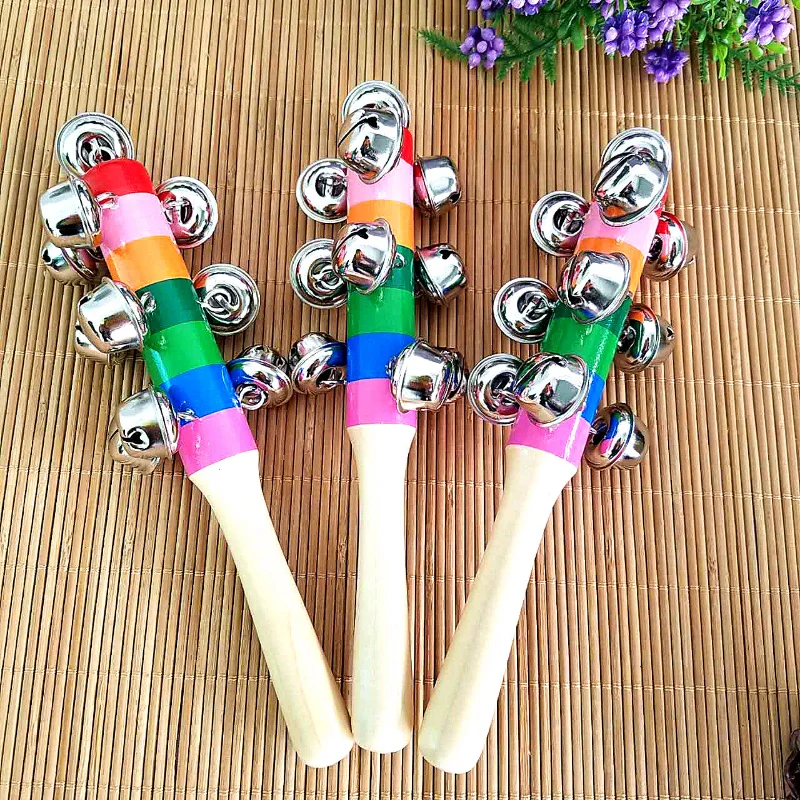 Colorful Wooden Bell Toys Instruments Baby Rattles 10 Percussion String of Bells for Kids Gift