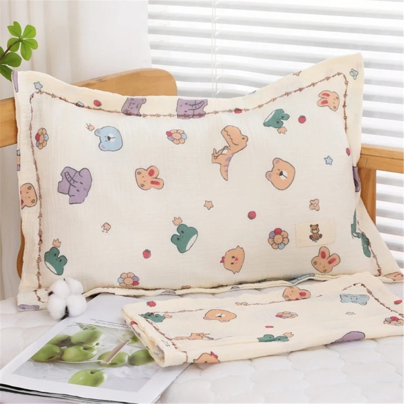 B2EB Sarung Bantal Kasa Lembut Anak-anak Sarung Bantal Ramah Kulit Set 1 Buah/2 Buah