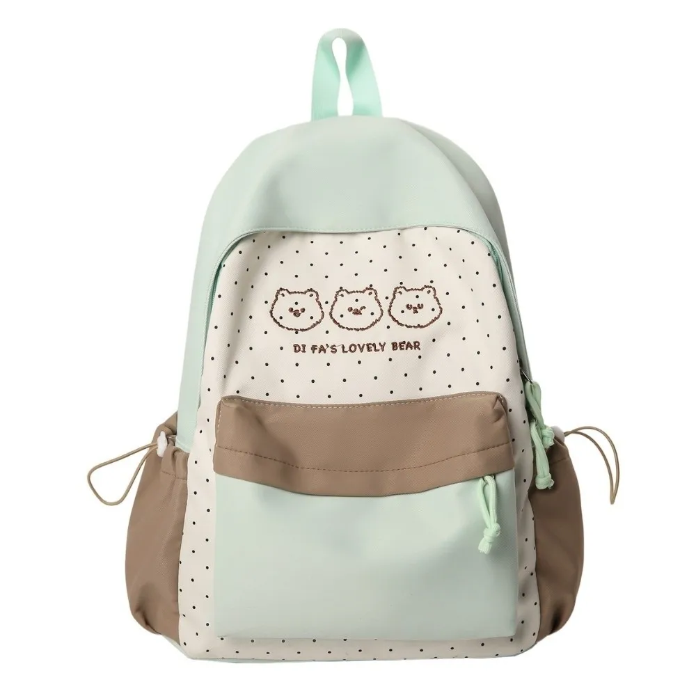 Cute Large Capacity Polka Dot Backpack Multifunctional Lightweight Bear Schoolbag Black Student Mochilas Outdoor
