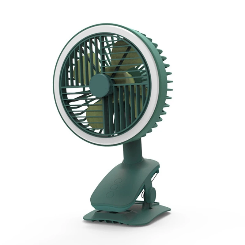 

New Shaking Head Fan With Light Charging Desktop Dormitory Stroller Mini Fan USB Clip Fan