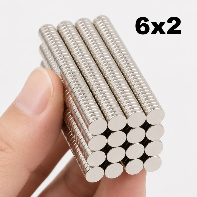 Imán de neodimio súper fuerte de 6x2mm, imanes magnéticos permanentes N35 NdfeB, imanes redondos potentes, multiusos para impresión 3D, bricolaje