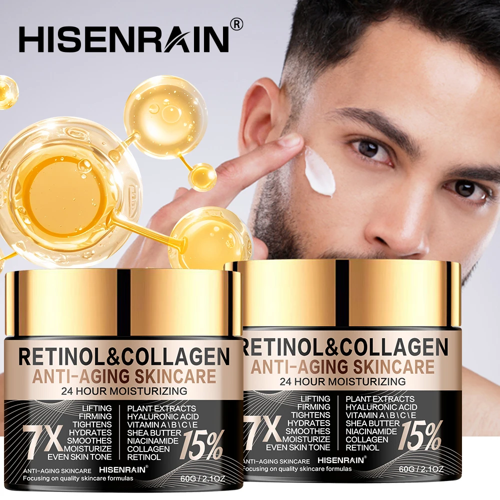 HISENRAIN 2pcs Retinol Collagen Cream Hydrating Moisturizing Tightening Brightening Skin Care Lightweight Non-Sticky Formula