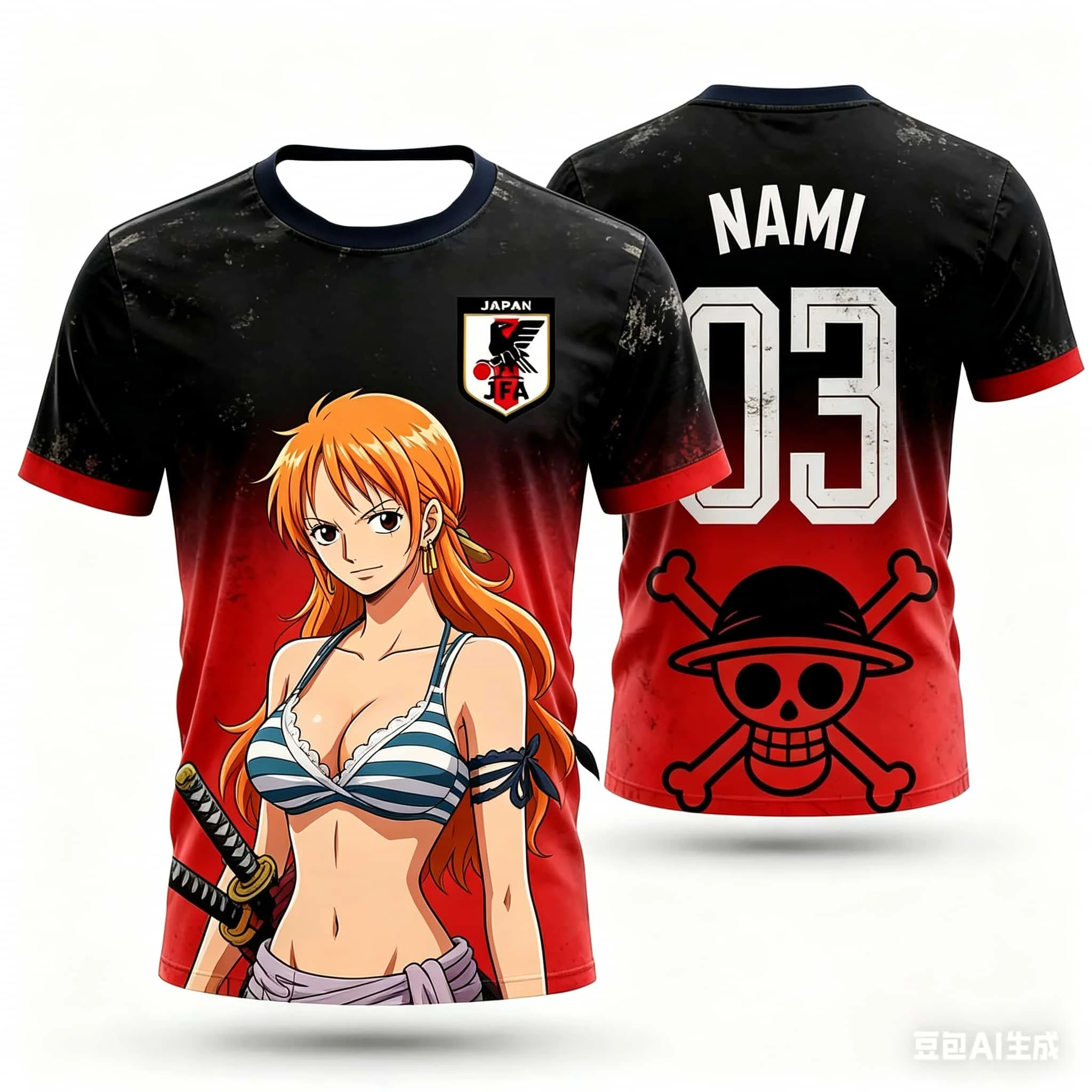 One Piece Tony Tony Chopper Japan Fußballtrikot, Unisex, für Kinder, schnell trocknend, atmungsaktiv, kurzärmelig, modische Streetwear, SportTops – Detail 6