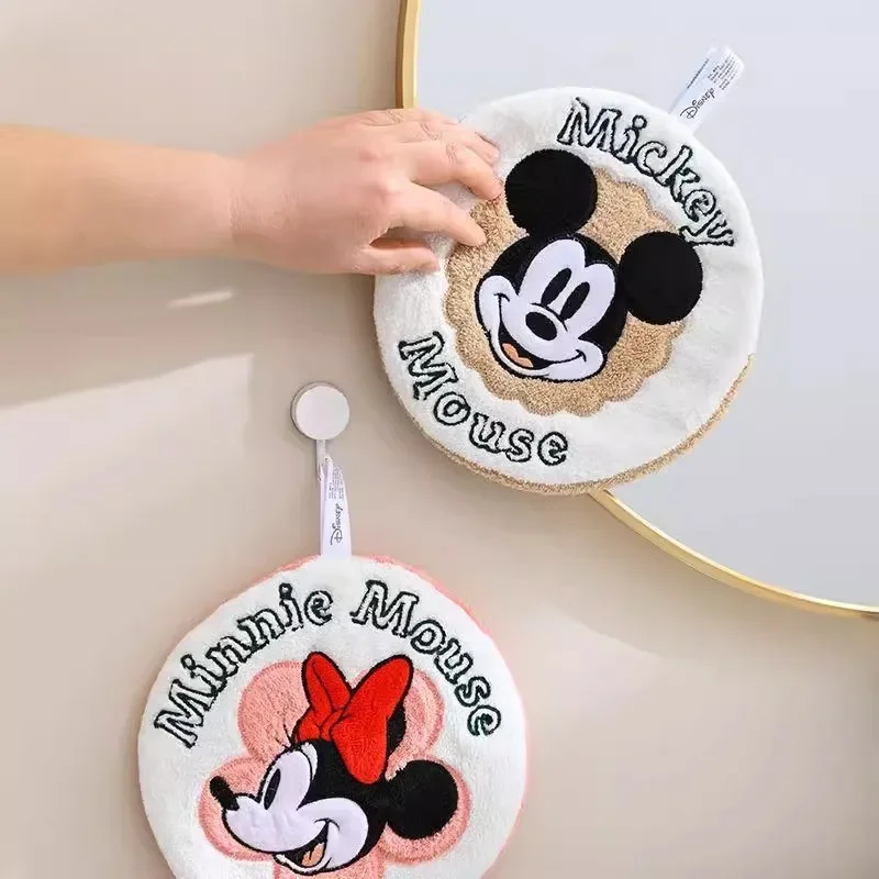 Disney Mickey Minnie hand towel, cartoon hanging bathroom kitchen hand towel，Multi functional absorbent cleaning handkerchief