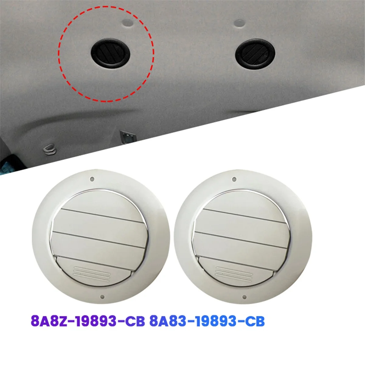 2PCS Car Ceiling Roof AC Heat Air Vent 8A8Z-19893-CB 8A83-19893-CB for Ford Edge 15-24 Explorer Lincoln MKT