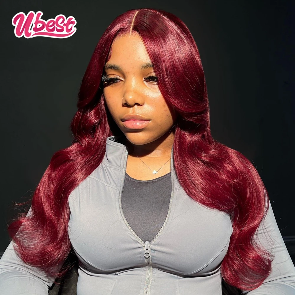 Ubest 30 Inch 99J Color Body Wave 13x6 Lace Front Human Hair Wigs For Black Women Lace Frontal Wig 30 Inch 13x4 Closure Wig