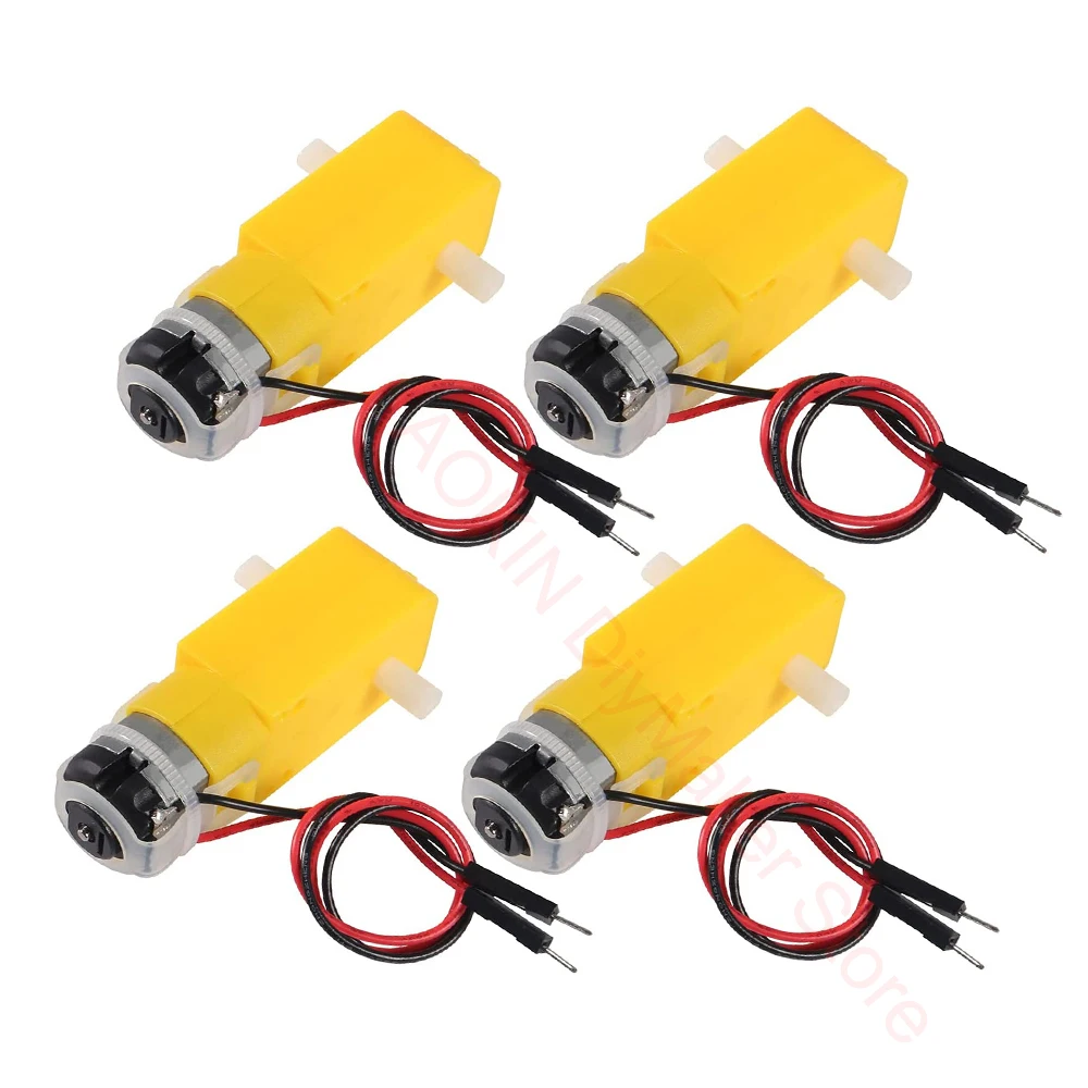 4 pcs TT Motor Smart Car Robot Gear Motor with Cable DC Electric Gear TT Motor for Arduino DIY Smart Car Robot Aircraft Toys