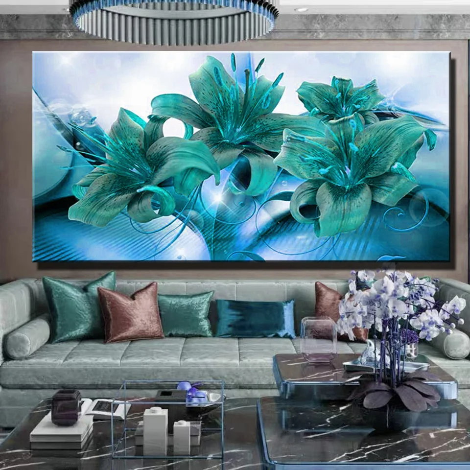 Large blue Lily Flowers Diy Diamond Painting New Arrivals Embroidery Full Drill Crystla Mosaic Still Life Creative Hobbies X590