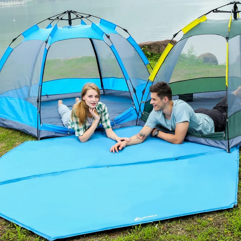Hexagonal Inflatable Camping Mat, Portable Automatic Air Mattress Waterproof PVC for Outdoor, Hiking, Tent Flooring, Picnic