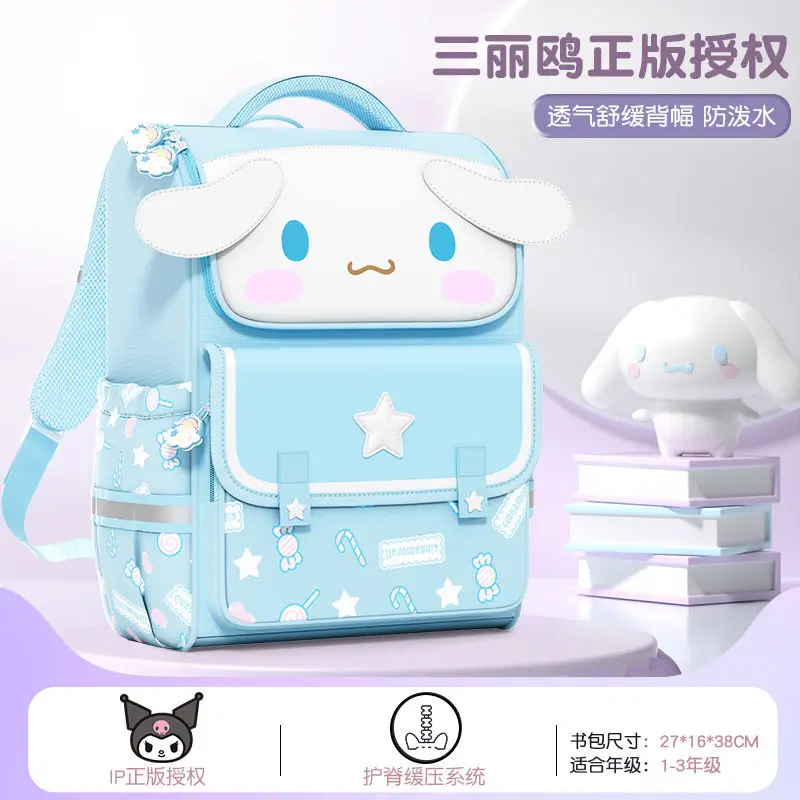 New Sanrio Kawaii Hello Kitty Schoolbag Primary School Girls Cartoon Anime Lightweight Protection Shoulder Backpack Kids Gifts