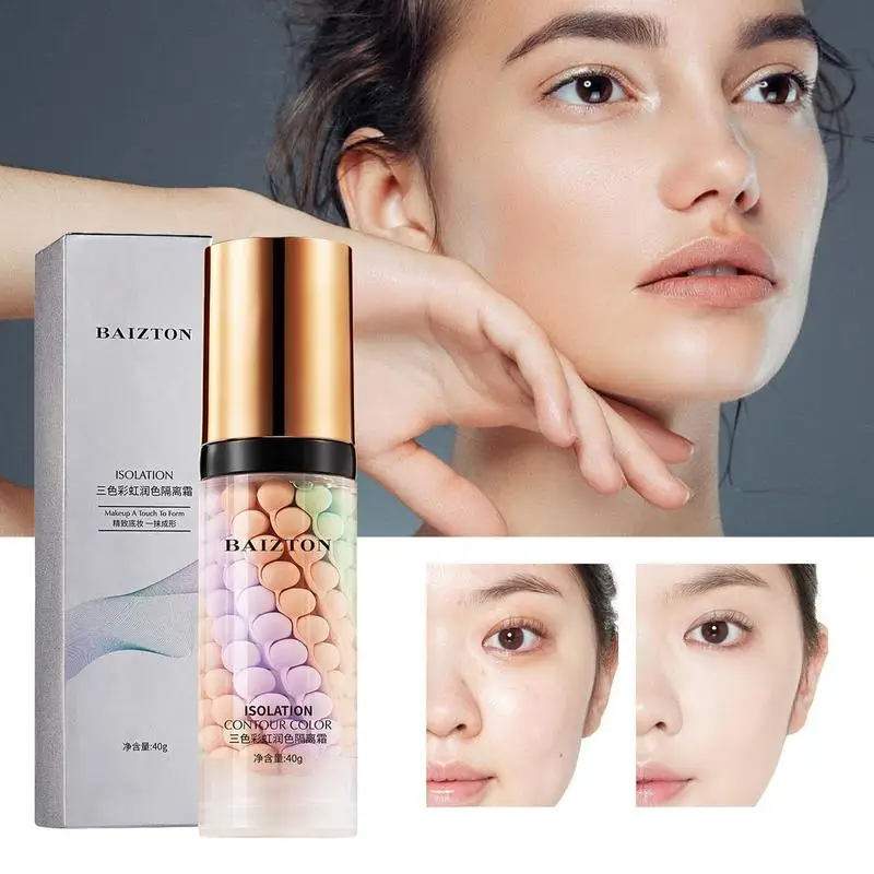 Three Colors Liquid Conceale Face Makeup Primer Base Isolation Cream Invisible Pore Moisturizing Essence Concealer Foundation